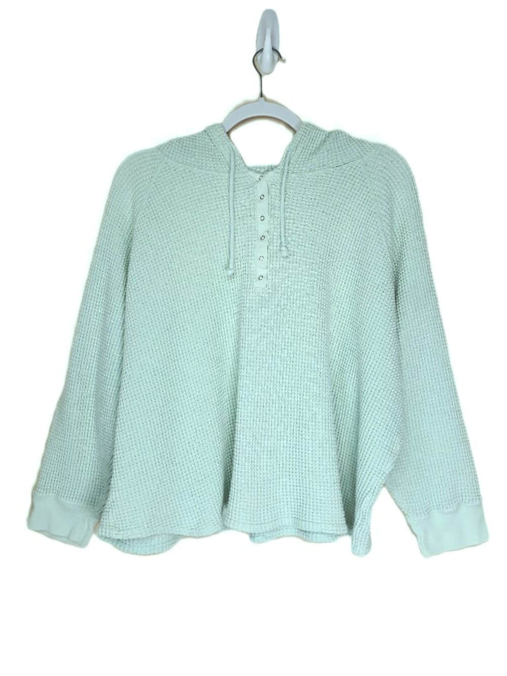 Y2K Waffle Knit Henley Hoodie Oversized Clean Girl Scandi Minimalist